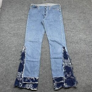 Reworked Vintage 90s Levis 501 Flare Jeans with Lace Trim Size 29 x 33